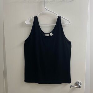 Chicos Travelers Essential Slinky Tank Top Womens 3 Black Scoop Neck Stretch